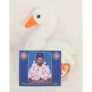 1996 Ty Beanie Baby "Gracie" Chicago Cubs Mark Grace The Swan w/ Game Card BB30